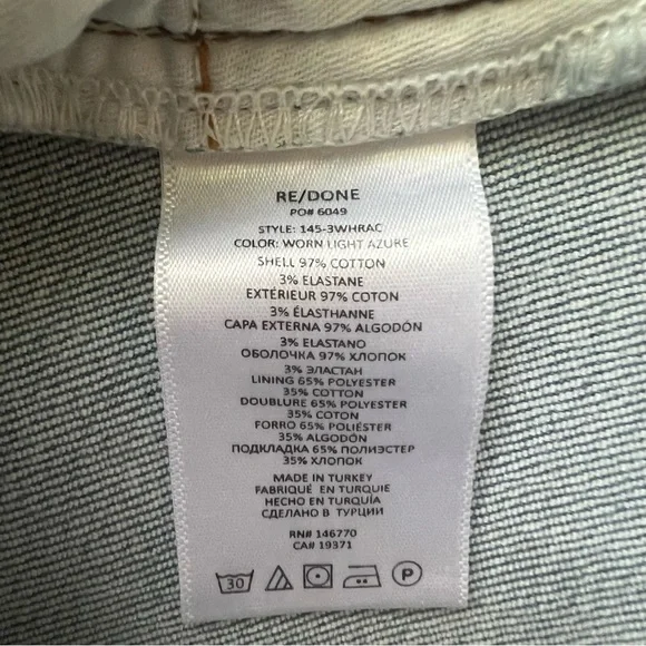 Re/Done Originals 90s High Rise Ankle Crop Denim in Worn Light Azure - Picture 10 of 11